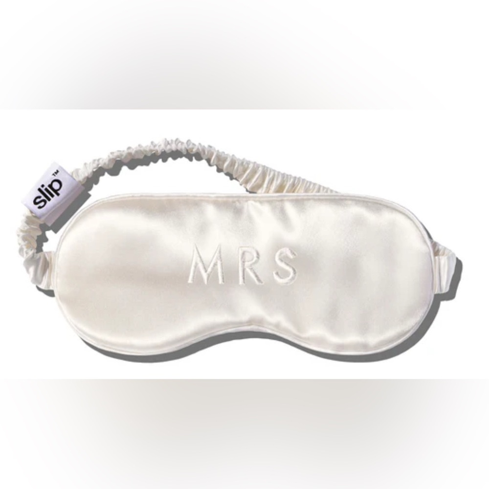 Slip Mrs. Ivory Silk Eye Mask with Embroidery